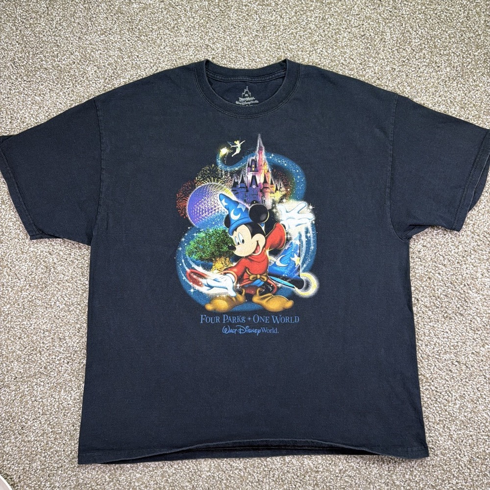 Walt Disney World- Four Parks, One World Sorcerer Mickey T-Shirt Size XL